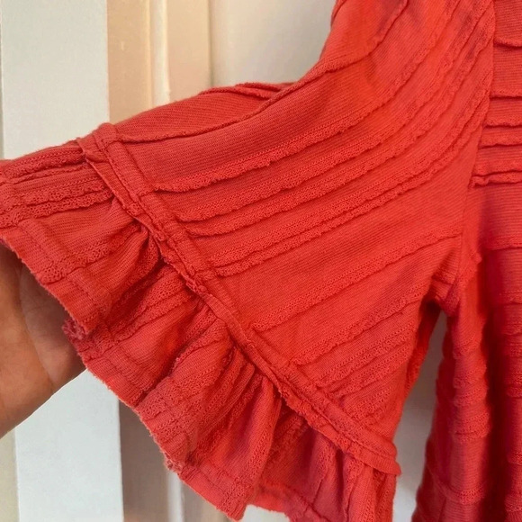 Free People Take A Spin Coral Babydoll Mini Dress Tunic oversized XS - Picture 3 of 7